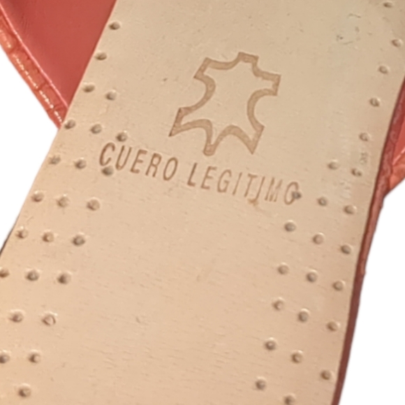 NINE WEST Orange Leather Wedges Slide Sandals Size  7.5. - Picture 15 of 16